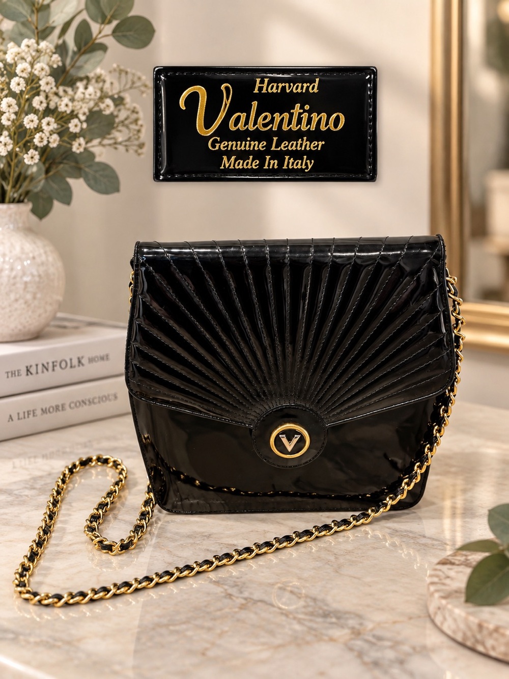 Harvard Valentino Vintage Patent Leather Crossbody Bag – Made in Italy